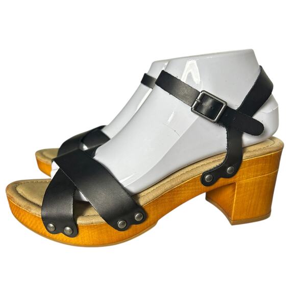 Mia Susan Black Strappy Platform Clog Heel Sandals Size 8.5 NWOB - Picture 4 of 7